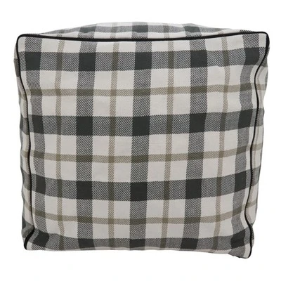Saro Lifestyle Plaid Pouf, 20"x20"x14" Square, Grey 3 Saro Lifestyle Plaid Pouf, 20"x20"x14" Square, Grey