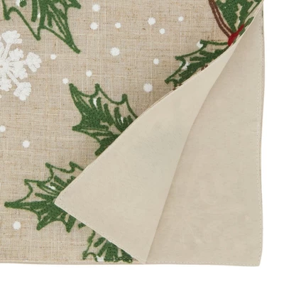 Saro Lifestyle Winter's Delight Perched Cardinal Table Runner, 16"x70", Beige 3 Saro Lifestyle Winter's Delight Perched Cardinal Table Runner, 16"x70", Beige