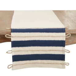 Saro Lifestyle Seaside Serenity Rope Applique Table Runner, 16"x72", Blue 7 Saro Lifestyle Seaside Serenity Rope Applique Table Runner, 16"x72", Blue -Saro Lifestyle GUEST 58e70454 ee17 4b2a b184 fe969e504bf2
