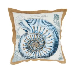 Saro Lifestyle Coastal Outdoor Shell Poly Filled Pillow, 18"x18", Blue 9 Saro Lifestyle Coastal Outdoor Shell Poly Filled Pillow, 18"x18", Blue -Saro Lifestyle GUEST 5d021827 d3a0 4152 871c bf1e215d685f