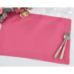 Saro Lifestyle Rochester Collection Placemat With Hemstitched Border (Set Of 12), 14"x20", Pink -Saro Lifestyle GUEST 5de53064 83d4 4d39 a401 3a95462188c8