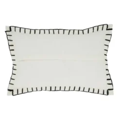 12"x20" Oversize Minimalist Chic Chunky Whip Stitch Poly Filled Lumbar Throw Pillow White - Saro Lifestyle