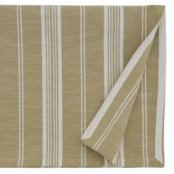 120" X 65" Cotton Striped Tablecloth Beige - Saro Lifestyle: Rectangle, Machine Wash, 120 Inch, Khaki, Plain Weave