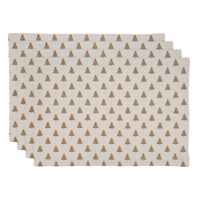 Saro Lifestyle Christmas Trees Placemat, 14"x20" Oblong, Gold (Set Of 4) 4 Saro Lifestyle Christmas Trees Placemat, 14"x20" Oblong, Gold (Set Of 4) - Image 2