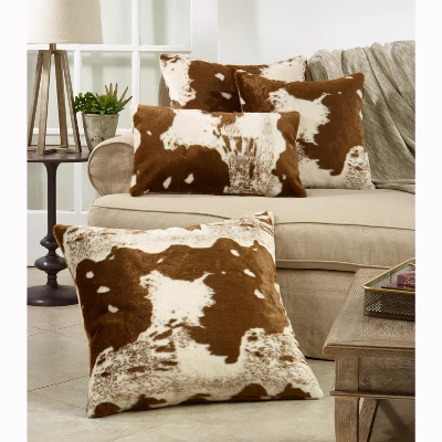 Saro Lifestyle Faux Fur Cow Hide Decorative Pillow Cover 5 Saro Lifestyle Faux Fur Cow Hide Decorative Pillow Cover - Image 3