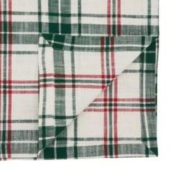 Saro Lifestyle Plaid Runner, White/Green, 14" X 72"