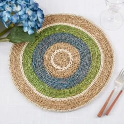 Saro Lifestyle Table Mats With Color Band Design (Set Of 4), Multicolored -Saro Lifestyle GUEST 62d373d7 9469 48a4 8a9e 33fc2d1c1a0b