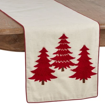 Saro Lifestyle Embroidered Christmas Tree Dining Table Runner 5 Saro Lifestyle Embroidered Christmas Tree Dining Table Runner - Image 3