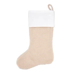 Saro Lifestyle Festive Foliage Christmas Tree Stocking, 20", Beige