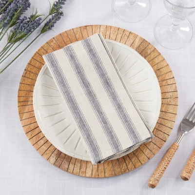 Saro Lifestyle Classic Striped Pure Linen Napkin (Set Of 4), 20"x20", Blue 6 Saro Lifestyle Classic Striped Pure Linen Napkin (Set Of 4), 20"x20", Blue - Image 4