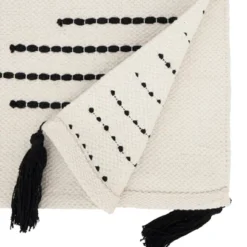 Saro Lifestyle Diamond Delight Woven Table Runner, 16"x72", Black