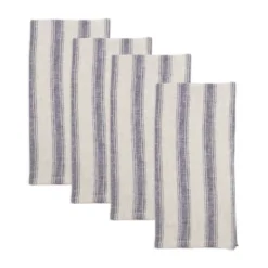 Saro Lifestyle Classic Striped Pure Linen Napkin (Set Of 4), 20"x20", Blue