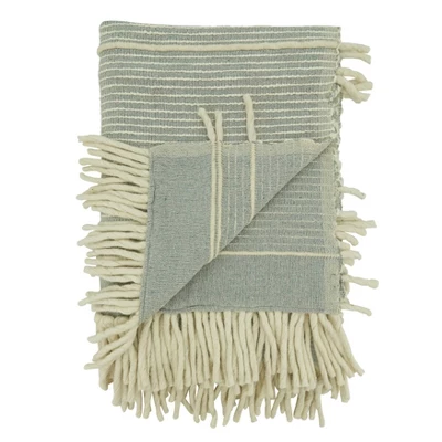 50"x60" Chunky Fringe Striped Design Throw Blanket Gray - Saro Lifestyle 4 50"x60" Chunky Fringe Striped Design Throw Blanket Gray - Saro Lifestyle - Image 2