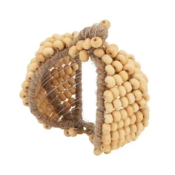 Saro Lifestyle Rustic Charm Beaded Pumpkin Napkin Ring (Set Of 4), Beige -Saro Lifestyle GUEST 6722f8f6 f3b4 4578 9cd4 2f4aef1bfdf6