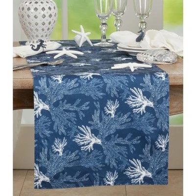 Saro Lifestyle Long Table Runner With Sea Coral Design 4 Saro Lifestyle Long Table Runner With Sea Coral Design - Image 2