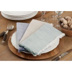 Saro Lifestyle Cotton Napkins With Two-Tone Fringe Design 12 Saro Lifestyle Cotton Napkins With Two-Tone Fringe Design -Saro Lifestyle GUEST 687652c5 eb11 41da 8843 69544f431f5f