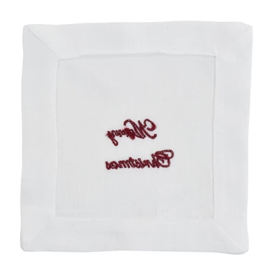 Saro Lifestyle Merry Christmas Embroidered Cocktail Napkins (Set Of 12) 3 Saro Lifestyle Merry Christmas Embroidered Cocktail Napkins (Set Of 12)