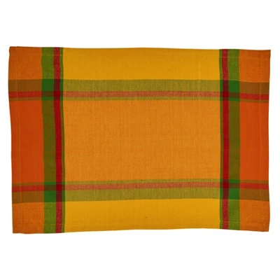 Saro Lifestyle Banded Border Placemat, 14"x20" Oblong, Orange (Set Of 4) 6 Saro Lifestyle Banded Border Placemat, 14"x20" Oblong, Orange (Set Of 4) - Image 4