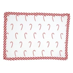 Saro Lifestyle Candy Cane Placemat, 14"x20" Oblong, Red (Set Of 4) -Saro Lifestyle GUEST 6b395242 8078 4e65 98d1 bded274a2f85