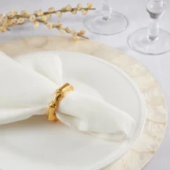 Saro Lifestyle Sleek Aluminum Bamboo Napkin Ring (Set Of 4), 1.5", Gold -Saro Lifestyle GUEST 6c3defb7 17b1 495a 86af 482e32c04613