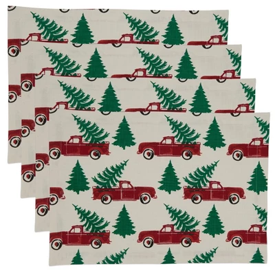 Saro Lifestyle Christmas Truck Placemats (Set Of 4) 4 Saro Lifestyle Christmas Truck Placemats (Set Of 4) - Image 2