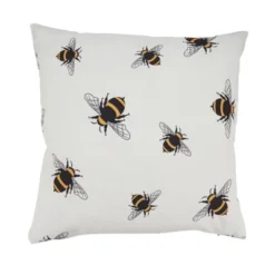 Saro Lifestyle Charming Bumble Bee Outdoor Pillow With Poly Fill, 18"x18", Off-White -Saro Lifestyle GUEST 6cd40e74 e698 4e3c 9a8e 4cb2b8320924