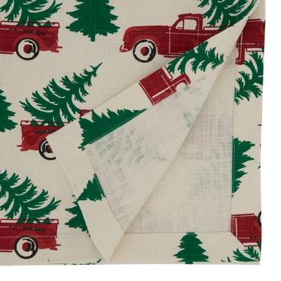 Saro Lifestyle Cotton Table Runner With Christmas Truck Design 3 Saro Lifestyle Cotton Table Runner With Christmas Truck Design