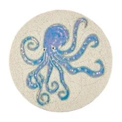 Saro Lifestyle Tentacle Treasure Beaded Placemat (Set Of 4), 15"x15", Blue 11 Saro Lifestyle Tentacle Treasure Beaded Placemat (Set Of 4), 15"x15", Blue -Saro Lifestyle GUEST 6d63770e 1c05 4e7d 94a4 daf38baf227e