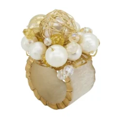 Saro Lifestyle Dazzling Delight Beaded Napkin Ring (Set Of 4), Gold -Saro Lifestyle GUEST 72eb79bf 9847 4360 85d7 414980c17d09