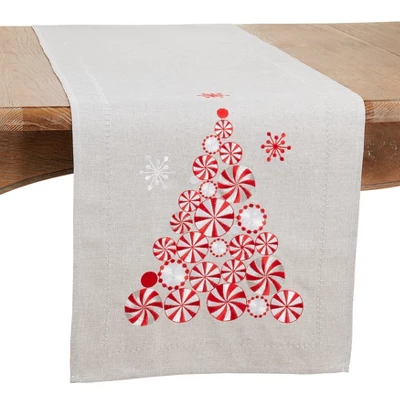 Saro Lifestyle Holiday Table Runner With Peppermint Christmas Tree Design 6 Saro Lifestyle Holiday Table Runner With Peppermint Christmas Tree Design - Image 4