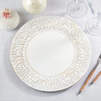 Saro Lifestyle Nature-Inspired Branch Edge Charger Plate (Set Of 4), 13"x13", Off-White 6 Saro Lifestyle Nature-Inspired Branch Edge Charger Plate (Set Of 4), 13"x13", Off-White - Image 4