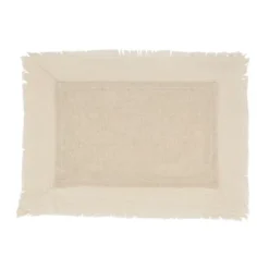 Saro Lifestyle Double Layered Fringe Placemat (Set Of 4), 14"x20", Beige -Saro Lifestyle GUEST 73bedc1a c190 4b1e 82dd 535d311e2b7e