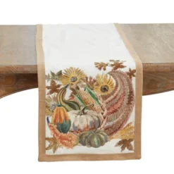 Saro Lifestyle Embroidered Cornucopia Table Runner, 16"x72", Multi -Saro Lifestyle GUEST 73f7b934 a3c5 422c 9efb 7f6ff3f95c8a