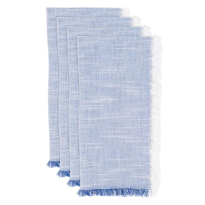 Saro Lifestyle Cotton Napkins With Two-Tone Fringe Design 4 Saro Lifestyle Cotton Napkins With Two-Tone Fringe Design - Image 2