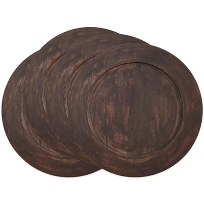 Saro Lifestyle Wood Charger, 13" Ø Round, Brown (Set Of 4) 3 Saro Lifestyle Wood Charger, 13" Ø Round, Brown (Set Of 4)
