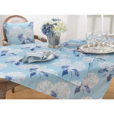 Saro Lifestyle Printed Table Runner With Hydrangea Design 4 Saro Lifestyle Printed Table Runner With Hydrangea Design - Image 2