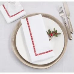 Saro Lifestyle Cloth Napkins With Embroidered Border (Set Of 4) -Saro Lifestyle GUEST 77779dfc a94a 49e2 8e22 a54a8a7498ba