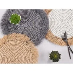 Saro Lifestyle Round Raffia Placemats (Set Of 4) -Saro Lifestyle GUEST 79b7468d 5a42 42bd 9e23 8cfd495fa469