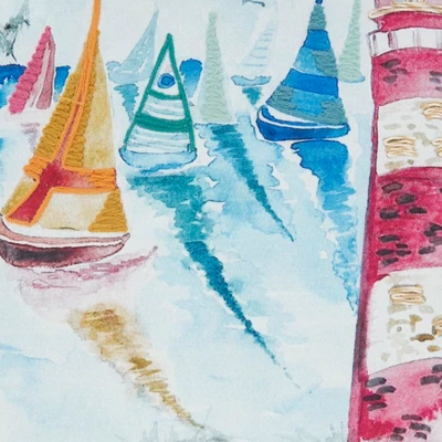 Saro Lifestyle Coastal Outdoor Lighthouse Poly Filled Pillow, 20"x20", Multicolored 4 Saro Lifestyle Coastal Outdoor Lighthouse Poly Filled Pillow, 20"x20", Multicolored - Image 2