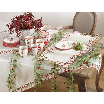 Saro Lifestyle Candy Cane Design Holiday Christmas Tablecloth 4 Saro Lifestyle Candy Cane Design Holiday Christmas Tablecloth - Image 2