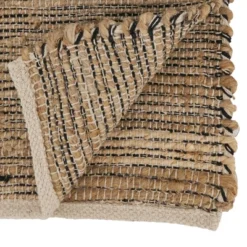 Saro Lifestyle Casual Table Runner With Chindi Design, Brown, 16" X 72"