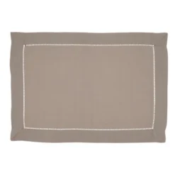 Saro Lifestyle Rochester Collection Placemat With Hemstitched Border (Set Of 12), 14"x20", Beige