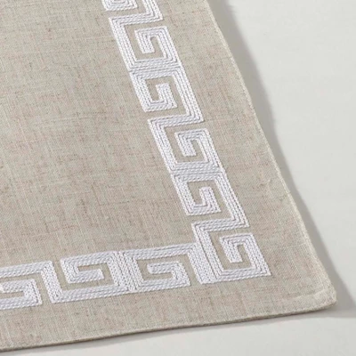 Saro Lifestyle Stitched Greek Key Design Placemat, 13"x19" Oblong, White (Set Of 4) 4 Saro Lifestyle Stitched Greek Key Design Placemat, 13"x19" Oblong, White (Set Of 4) - Image 2