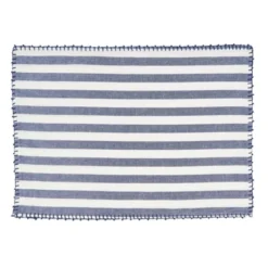 Saro Lifestyle Classic Striped Whipstitch Pom Pom Placemat (Set Of 4) -Saro Lifestyle GUEST 800d8ea6 c5c8 4f30 be09 959114be9c32