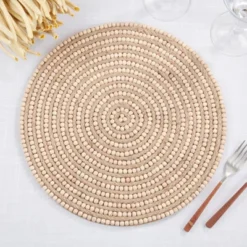 Saro Lifestyle Beaded Spiral Swirl Placemat (Set Of 4) -Saro Lifestyle GUEST 81151b1b 584d 42d8 a60d ceb1f209ab16