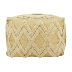 Saro Lifestyle Tufted Pouf With Foil Print Design -Saro Lifestyle GUEST 814bf15b 7c4d 4fc5 ba06 311b6c7c61b3