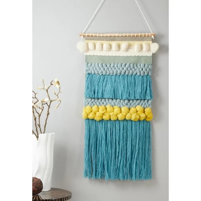 Saro Lifestyle Textured Woven Wall Hanging, 18"x36", Blue 4 Saro Lifestyle Textured Woven Wall Hanging, 18"x36", Blue - Image 2