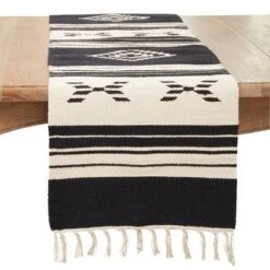 Saro Lifestyle Rustic Charm Southwestern Table Runner, 16"x72", Black -Saro Lifestyle GUEST 84b5546c e378 4a51 9276 70c537e92525