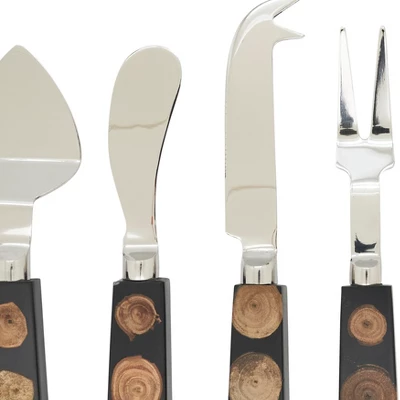 Saro Lifestyle Wood And Resin Fusion Cheese Cutlery Set, Black 4 Saro Lifestyle Wood And Resin Fusion Cheese Cutlery Set, Black - Image 2