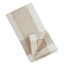 Saro Lifestyle Embroidered Lavender Hemstitch Napkin, 20" Square, Ivory (Set Of 4)